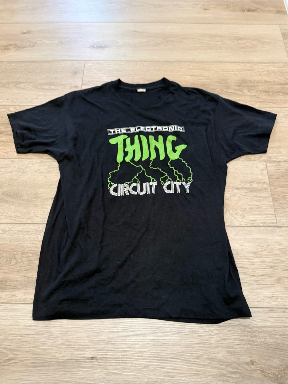 Vintage Circuit City The Electronic Thing T-Shirt Black 80s Single Stitch
